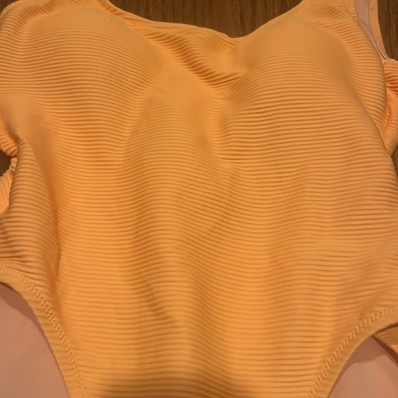 Jcrew ribbed, lined orange square neck one piece - Picture 2 of 6